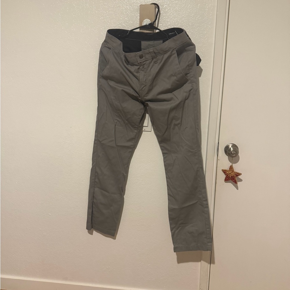 Volcom Men's Gray Straight-Fit Chinos